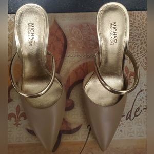 Women's Michael Kors Jessa 105mm Calf - Leather Stiletto Mules Heels